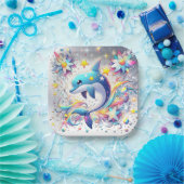 Cartoon Sweet Dolphin Baby Dusche Pappteller (Party)