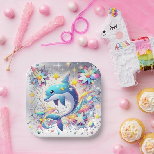 Cartoon Sweet Dolphin Baby Dusche Pappteller (Party)