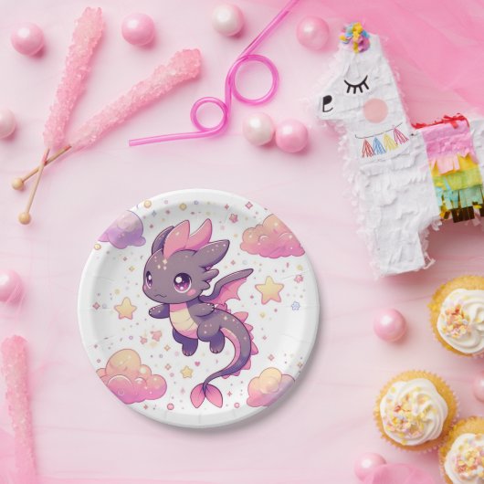 Cartoon Sweet Dragon Baby Dusche Pappteller (Party)