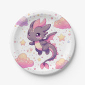 Cartoon Sweet Dragon Baby Dusche Pappteller (Vorderseite)