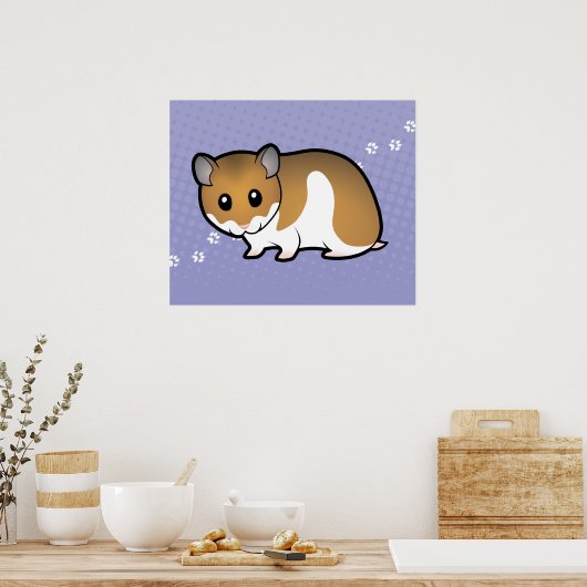 Cartoon Syrian Hamster Poster (Küche)