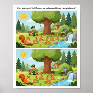 Cartoon-Szene Finde den Unterschied Poster für Kin