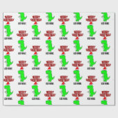 Cartoon T Rex Niedlich Dino Santas Weihnachtshut Geschenkpapier (Flach)