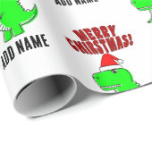 Cartoon T Rex Niedlich Dino Santas Weihnachtshut Geschenkpapier (Rolleneckpunkt)