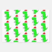 Cartoon T Rex Niedlich Dino Santas Weihnachtshut Geschenkpapier Set (Vorderseite 2)