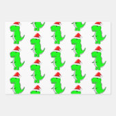 Cartoon T Rex Niedlich Dino Santas Weihnachtshut Geschenkpapier Set (Vorderseite)