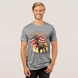 Cartoon-T-Rex-patriotisches T-Shirt Tri-Blend Shirt