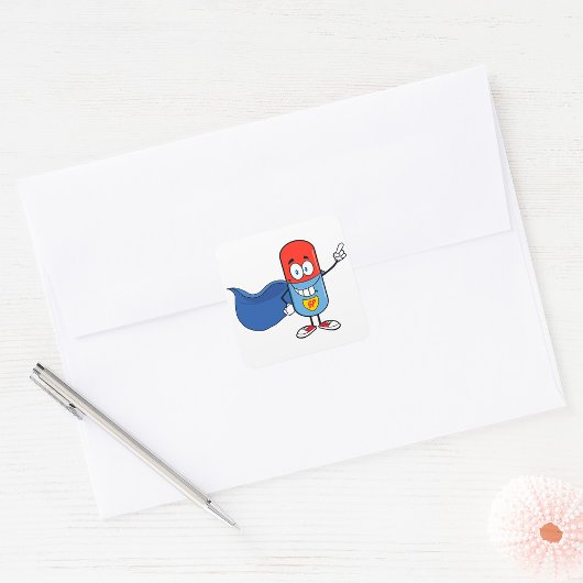 Cartoon Tablette Kapsel Quadratischer Aufkleber