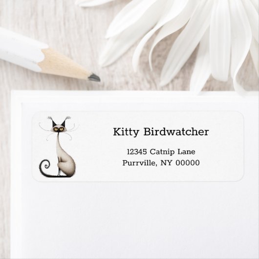 Cartoon Tan Siamese Cat Funny Rücksendeadresse (Insitu)