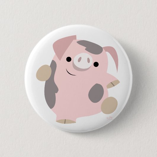Cartoon-Tanzen-Schweinknopf-Abzeichen Button (Vorderseite)