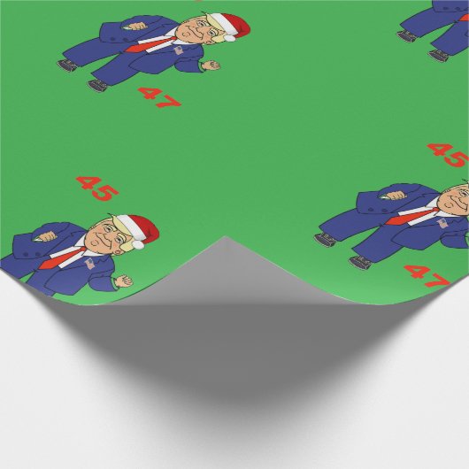 Cartoon tanzt Trump-Weihnachtsmannmütze-Wrapping P Geschenkpapier (Ecke)