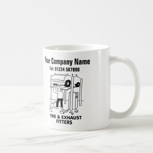 Cartoon-Tasse für Reifen und Abgasanlagen Kaffeetasse (Rechts)