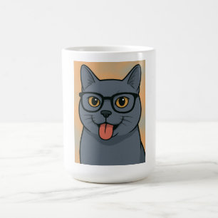 Cartoon Tasse, Russisch Blau, Katze Tasse