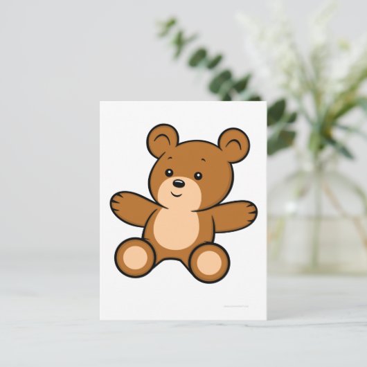 Cartoon Teddy Bear Postcard Postkarte (Stehend Vorderseite)