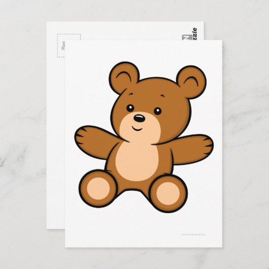 Cartoon Teddy Bear Postcard Postkarte (Vorne/Hinten)
