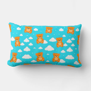 Cartoon Teddy Bears mit Wolken auf blauem Hintergr Lendenkissen