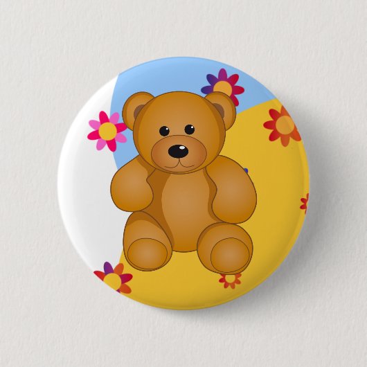 Cartoon Teddy Design Button (Vorderseite)