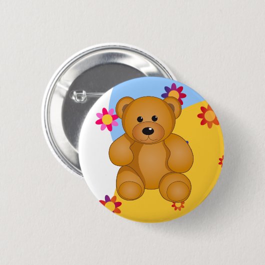 Cartoon Teddy Design Button (Vorne & Hinten)