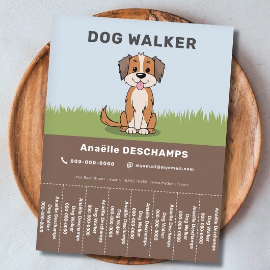 Cartoon - Tee- und Hundewalker abreißen Streifen F Flyer