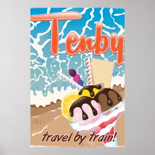 Cartoon Tenby Pembrokeshire Poster (Vorne)