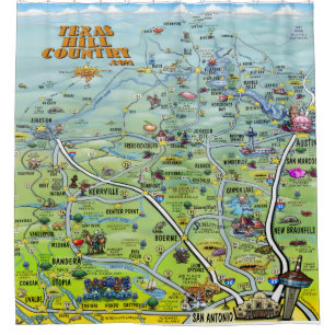 Cartoon Texas Hill Duschvorhang