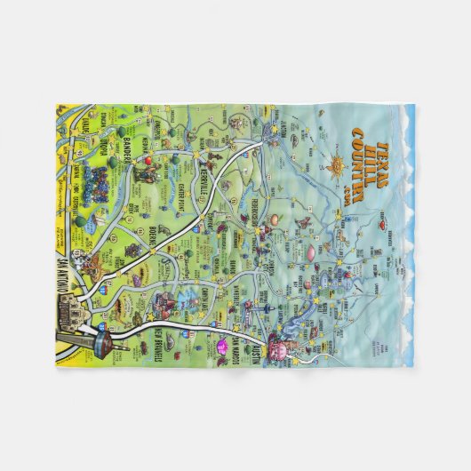 Cartoon Texas Hill Fleecedecke (Vorderseite (Horizontal))