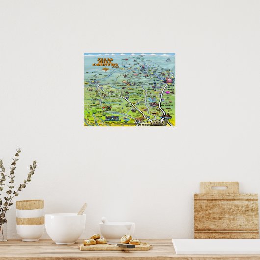 Cartoon Texas Hill Poster (Küche)