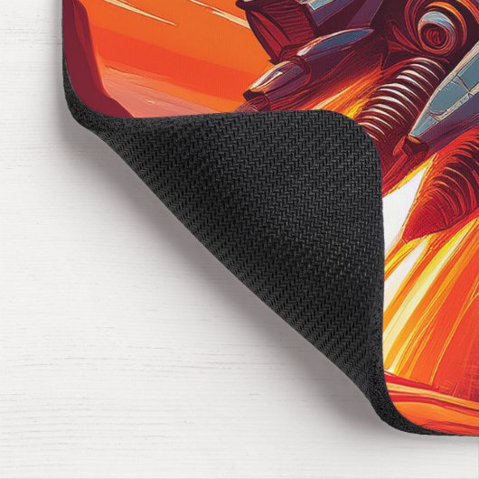 Cartoon Theme 1930's-40's Retro Rocket Ship        Mousepad (Ecke)