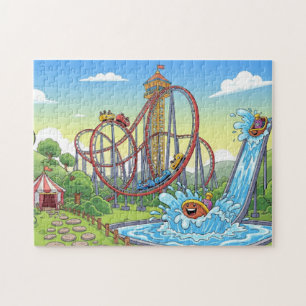 Cartoon Themenpark Adventure - Nature & Water Spla Puzzle