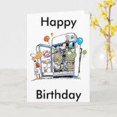 Cartoon-Tier-alles Gute zum Geburtstag Karte (Gelbe Blume)