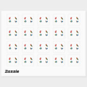 Cartoon Tiere 4 Pack Dot Polka Style Quadratischer Aufkleber (Blatt)