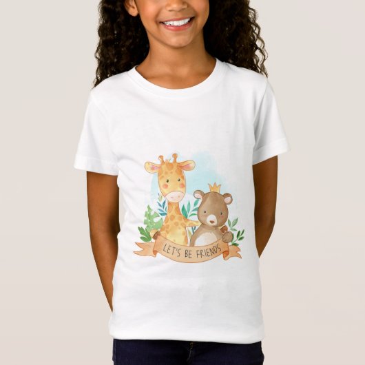 Cartoon Tiere Freundschaft T-Shirt (Vorderseite)
