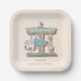 Cartoon Tiere Karousel Geburtstagsparty Pappteller