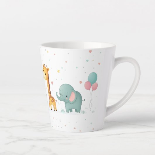Cartoon Tierparade in Pastel - Fun Tasse Design (Rechts)