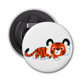 Cartoon Tiger auf dem Prowl Button Flaschenöffner
