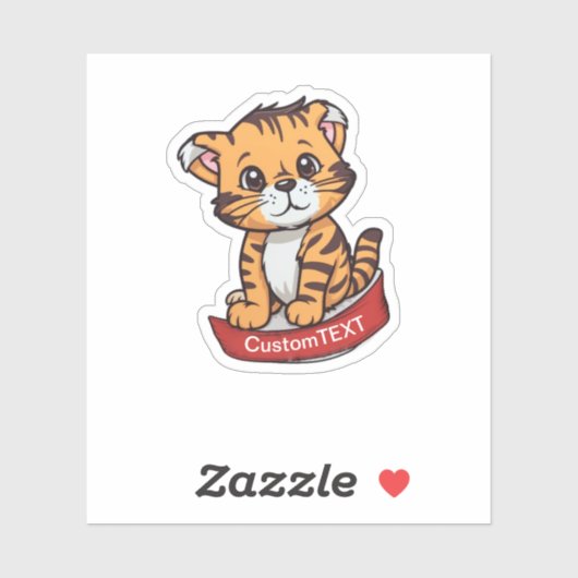 Cartoon Tiger Custom text Sticker (Blatt)