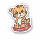 Cartoon Tiger Custom text Sticker (Vorderseite)