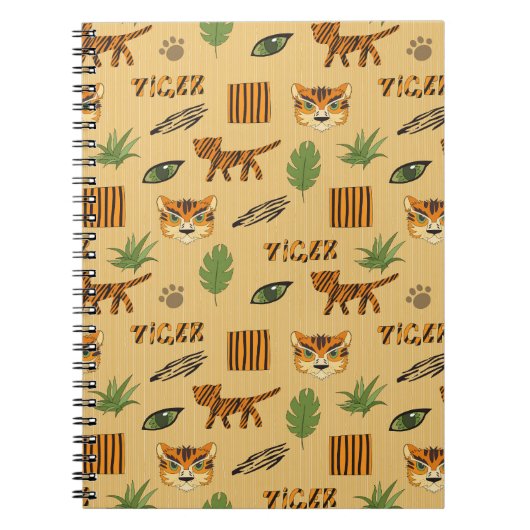 Cartoon Tiger: Fröhliches Kindermuster. Notizblock (Vorderseite)