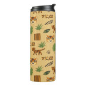 Cartoon Tiger: Fröhliches Kindermuster. Thermosbecher (Nach links gedreht)