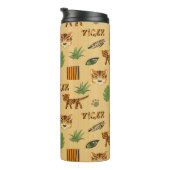 Cartoon Tiger: Fröhliches Kindermuster. Thermosbecher (Nach rechts gedreht)