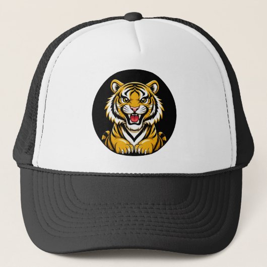 Cartoon Tiger Illustration Truckerkappe (Vorderseite)