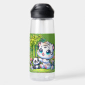 Cartoon Tiger & Panda | Trinkflasche (Rückseite)