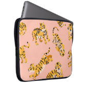 Cartoon Tiger, rosa Vintages Muster. Laptopschutzhülle (Vorne Rechts)