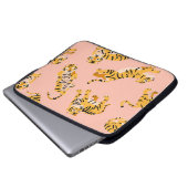 Cartoon Tiger, rosa Vintages Muster. Laptopschutzhülle (Vorne Knopf)
