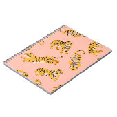 Cartoon Tiger, rosa Vintages Muster. Notizblock (Linke Seite)