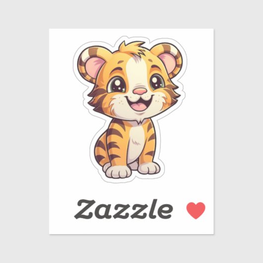 Cartoon Tigerbild Aufkleber (Blatt)