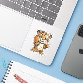 Cartoon Tigerbild Aufkleber (Laptop mit iPhone)