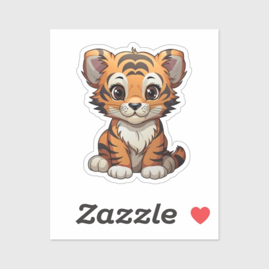 Cartoon Tigerbild Aufkleber (Blatt)