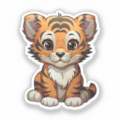 Cartoon Tigerbild Aufkleber (Vorderseite)