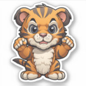 Cartoon Tigerbild Aufkleber (Vorderseite)